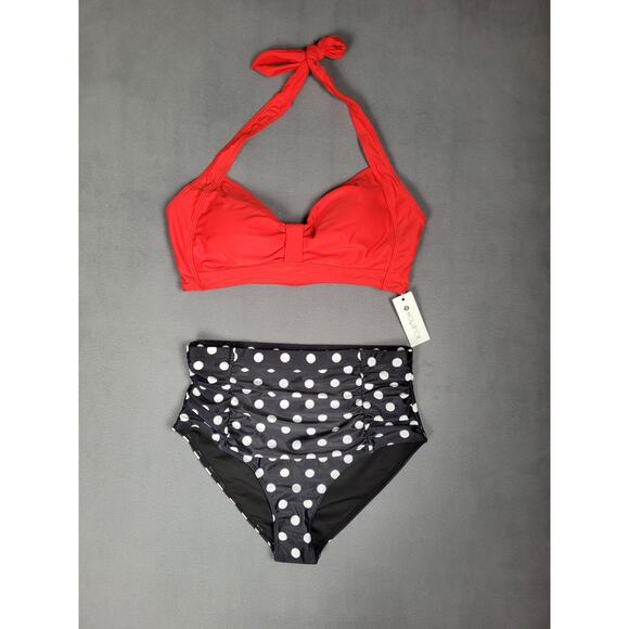 Holipick Womens High Waist Bikini Set Two Piece Swimsuit Tummy Control Medium - Picture 2 of 7